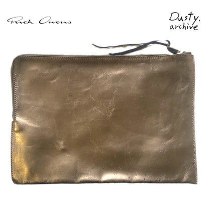 Rick owens metallic acid gold leather clutch