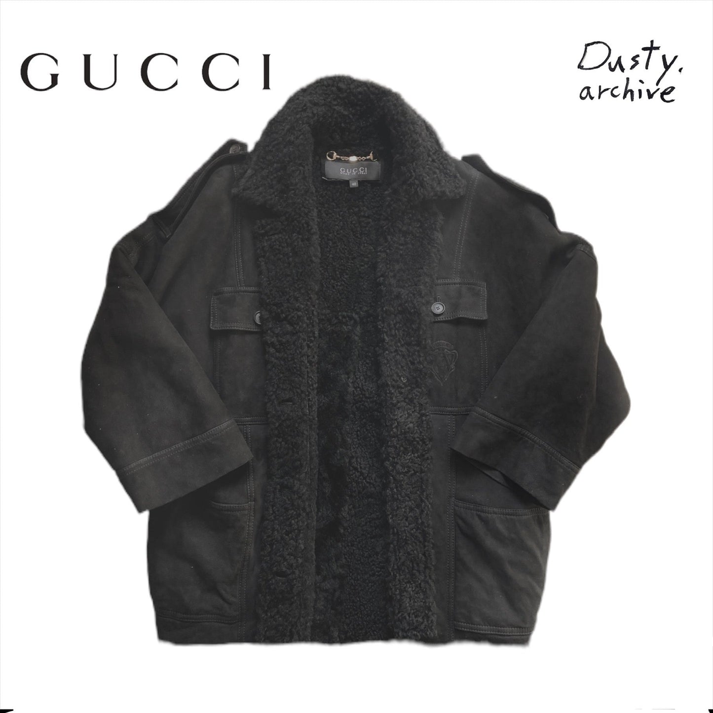 Gucci sheep shearling leather jacket 40