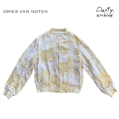 Dries van Noten cream sequin bomber S