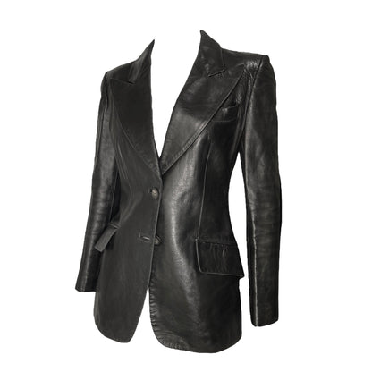 Gucci 1996fw black leather blazer 42