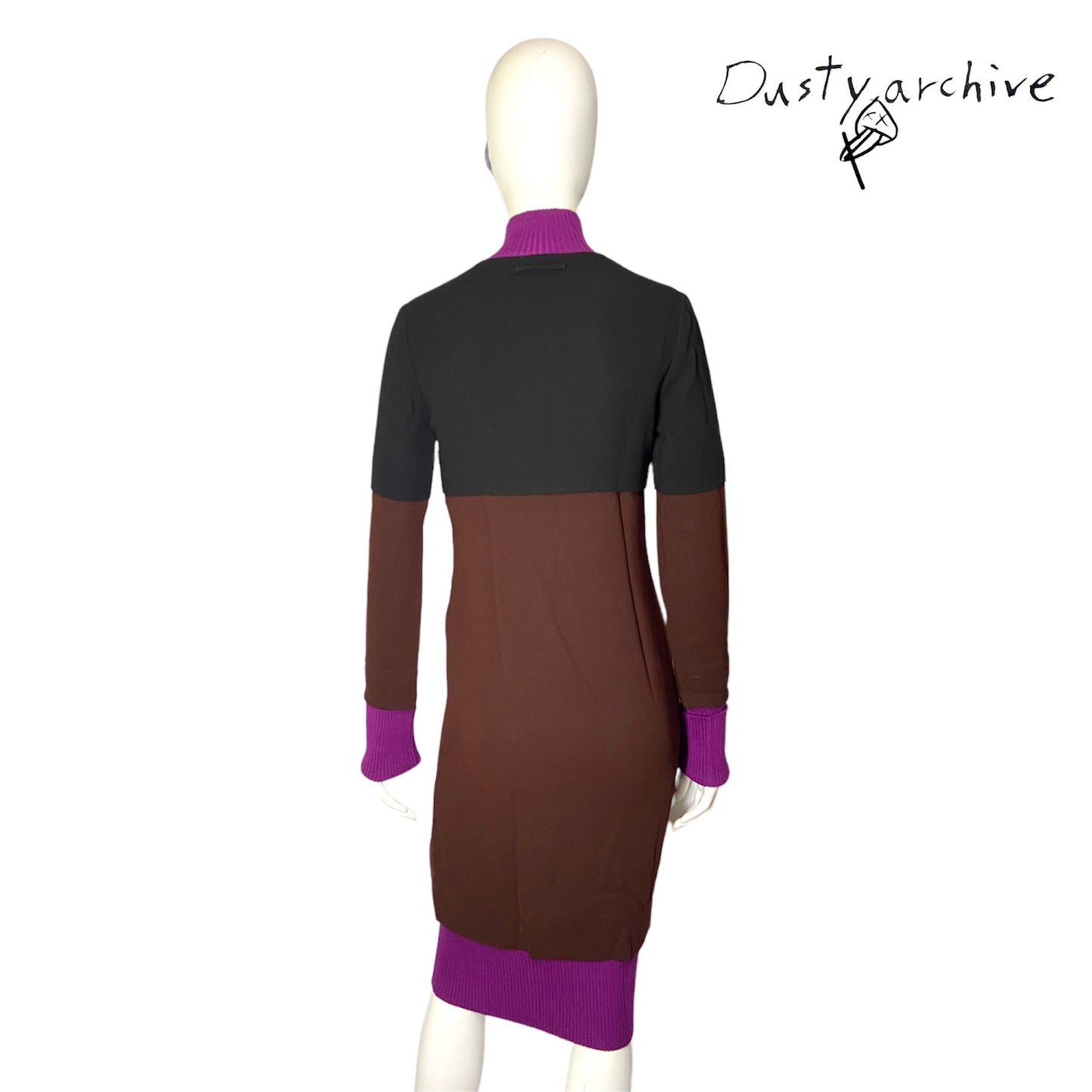 Jean paul gaultier colourblock high neck dress 38