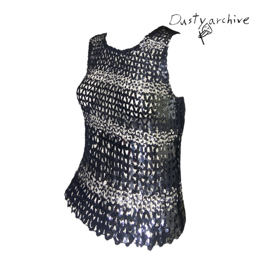 Dolce & Gabanna 90s sequins open knit top 44