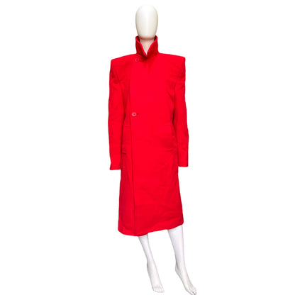 Balenciaga Ss19 runway 80s boxy shoulder red camel wool coat jacket 44