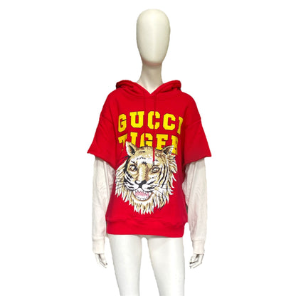 Gucci tiger red cut sleeve hoodie S