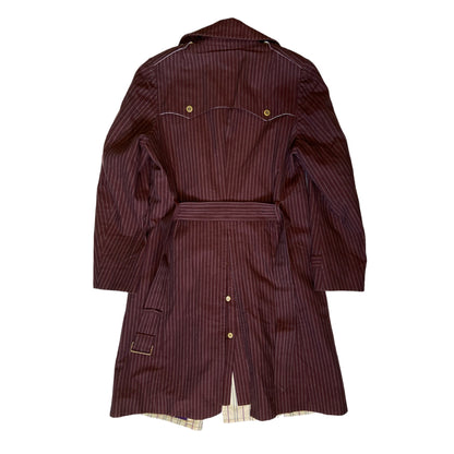 20471120 red striped double breasted trench coat