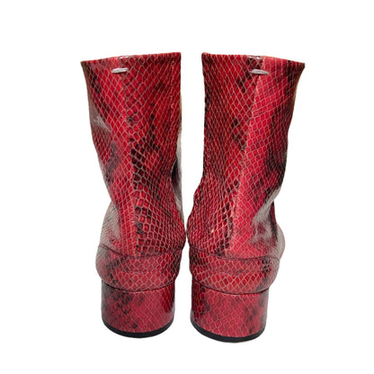 Maison Margiela python texture calfskin tabi heel boots