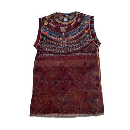 Jean Paul Gaultier tribal trompe l'oeil tattoo mesh tank top M