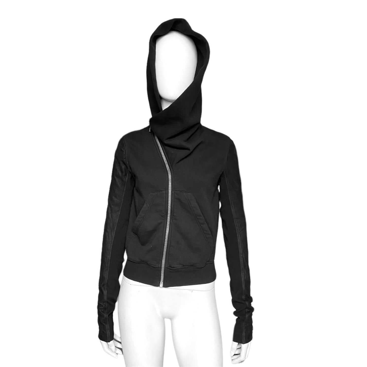 Rick owens drkshdw leather sleeved mountain hoodie jacket S