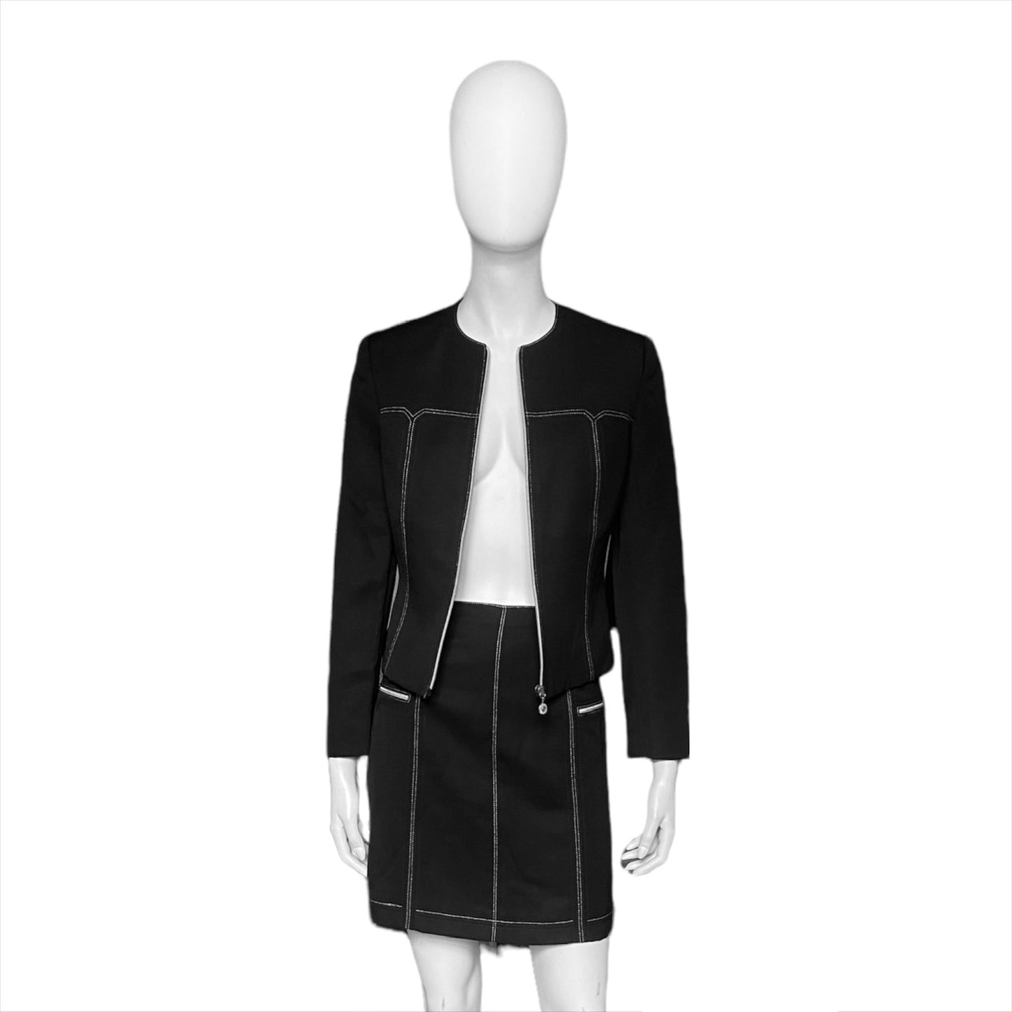 Gianni Versace Couture suit round collar jacket with skirt set