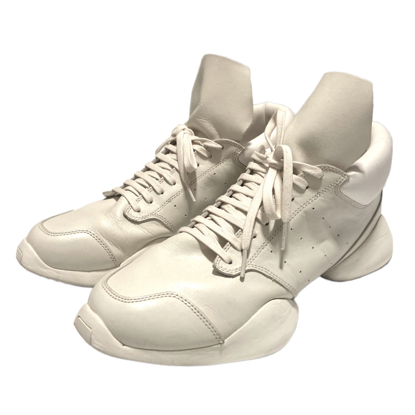 Rick owens adidas white leather suede runner 43.5