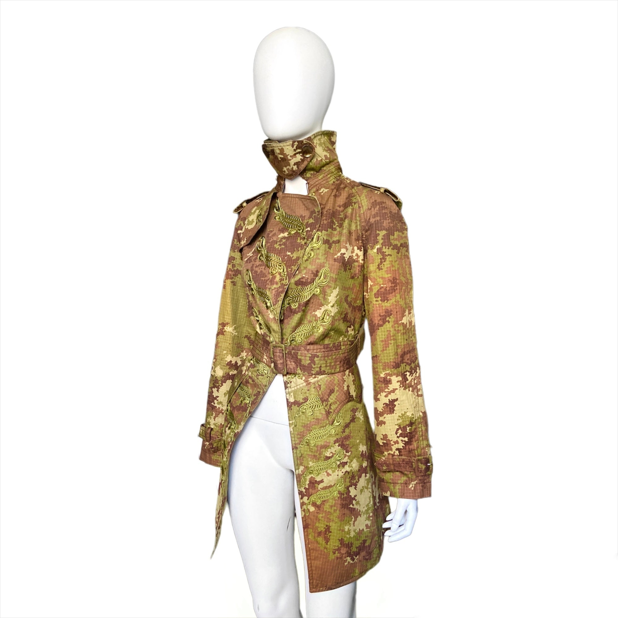 Jean Paul Gaultier spring 2008 camo pirate pleated trench coat 