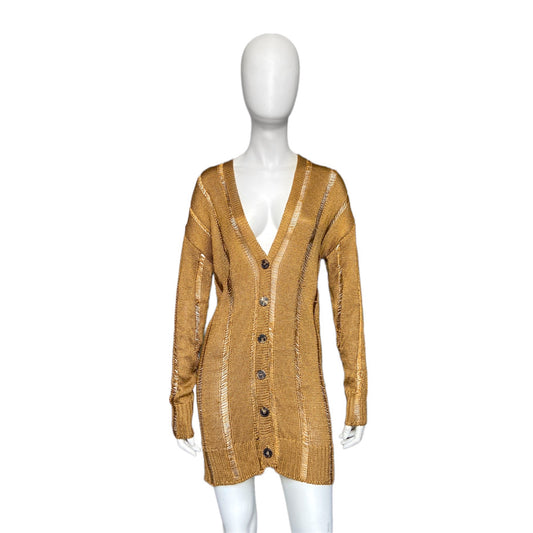 Jean Paul Gaultier gold open knit cardigan XS