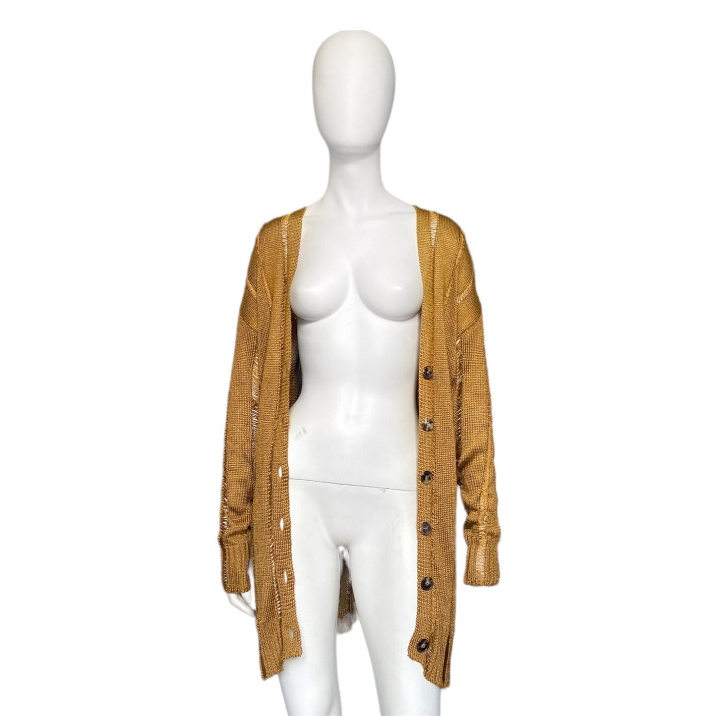 Jean Paul Gaultier gold open knit cardigan XS