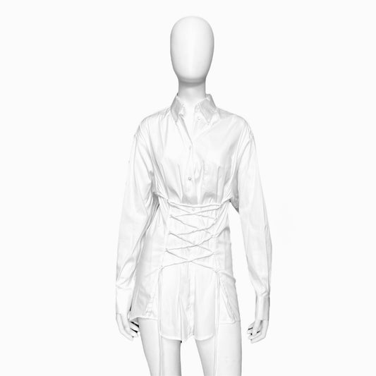 Jean Paul Gaultier ss15 oversized corset lace up shirt 42