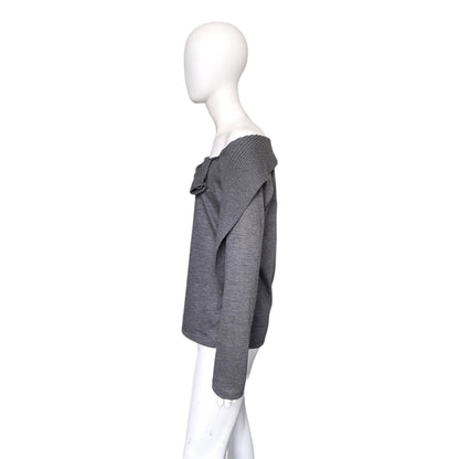 Jean Paul Gaultier grey off shoulder scarf sweater top L