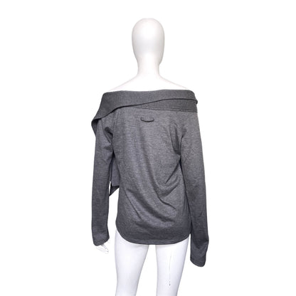 Jean Paul Gaultier grey off shoulder scarf sweater top L