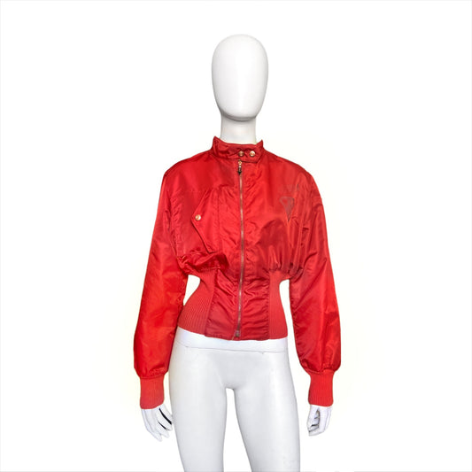 Jean Paul Gaultier ss95 “safe sex”  red corset cropped bomber