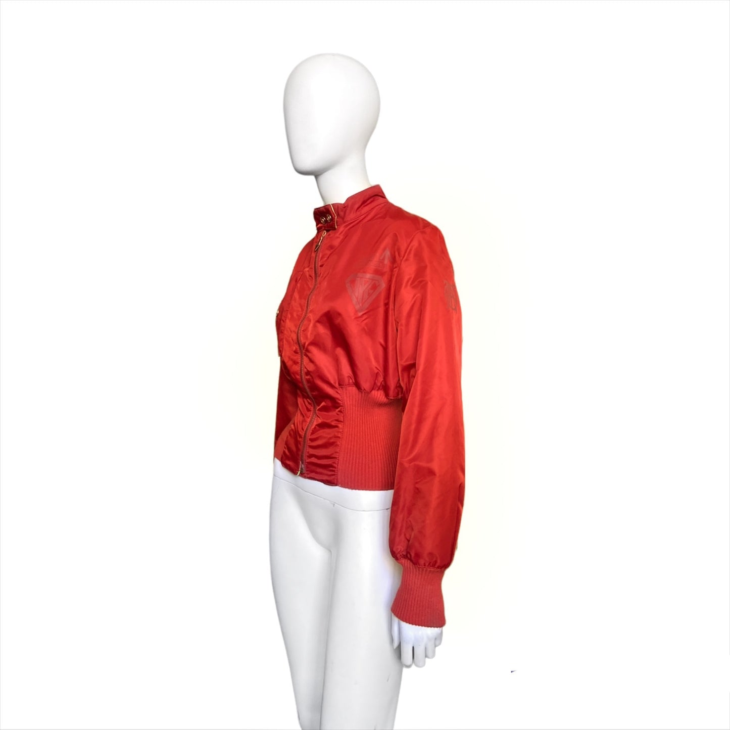 Jean Paul Gaultier ss95 “safe sex”  red corset cropped bomber