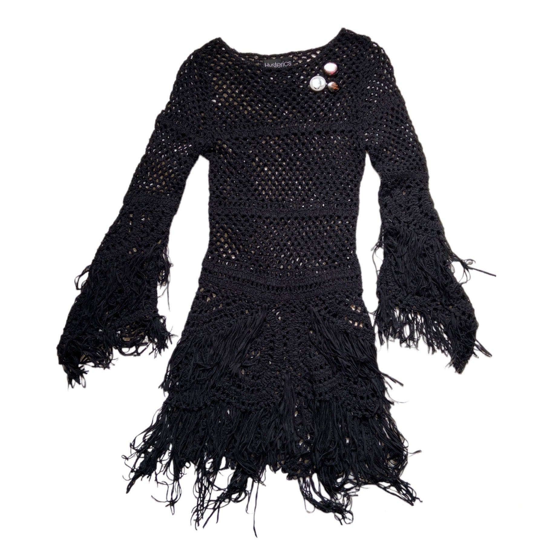 Hysteric glamour punk fringe open knit net dress with pins – Dusty