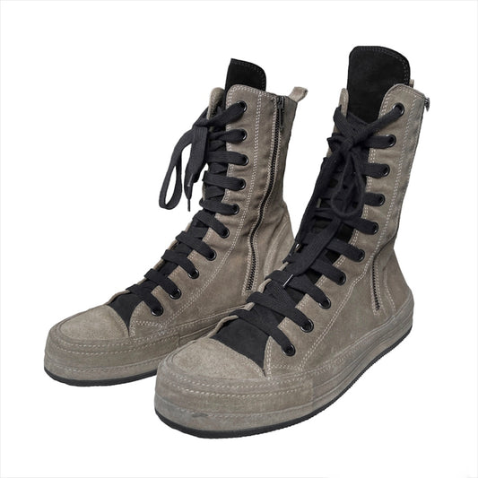 Ann Demeulemeester scamotachio khaki brown zip suede boot