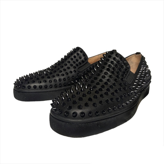 Christian Louboutin triple black spike slip on 43