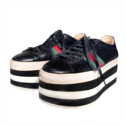 Gucci Peggy black platform ace sneaker 37