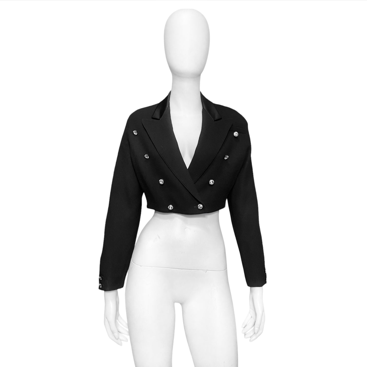 Gianni Versace 1987 fall cropped power shoulder wool silk blazer 40