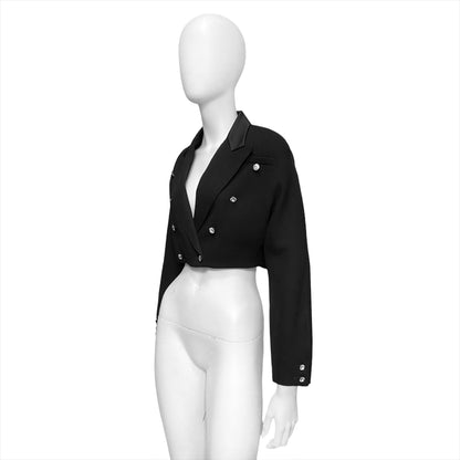 Gianni Versace 1987 fall cropped power shoulder wool silk blazer 40