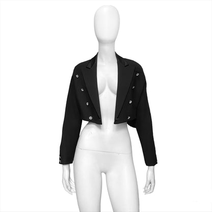 Gianni Versace 1987 fall cropped power shoulder wool silk blazer 40