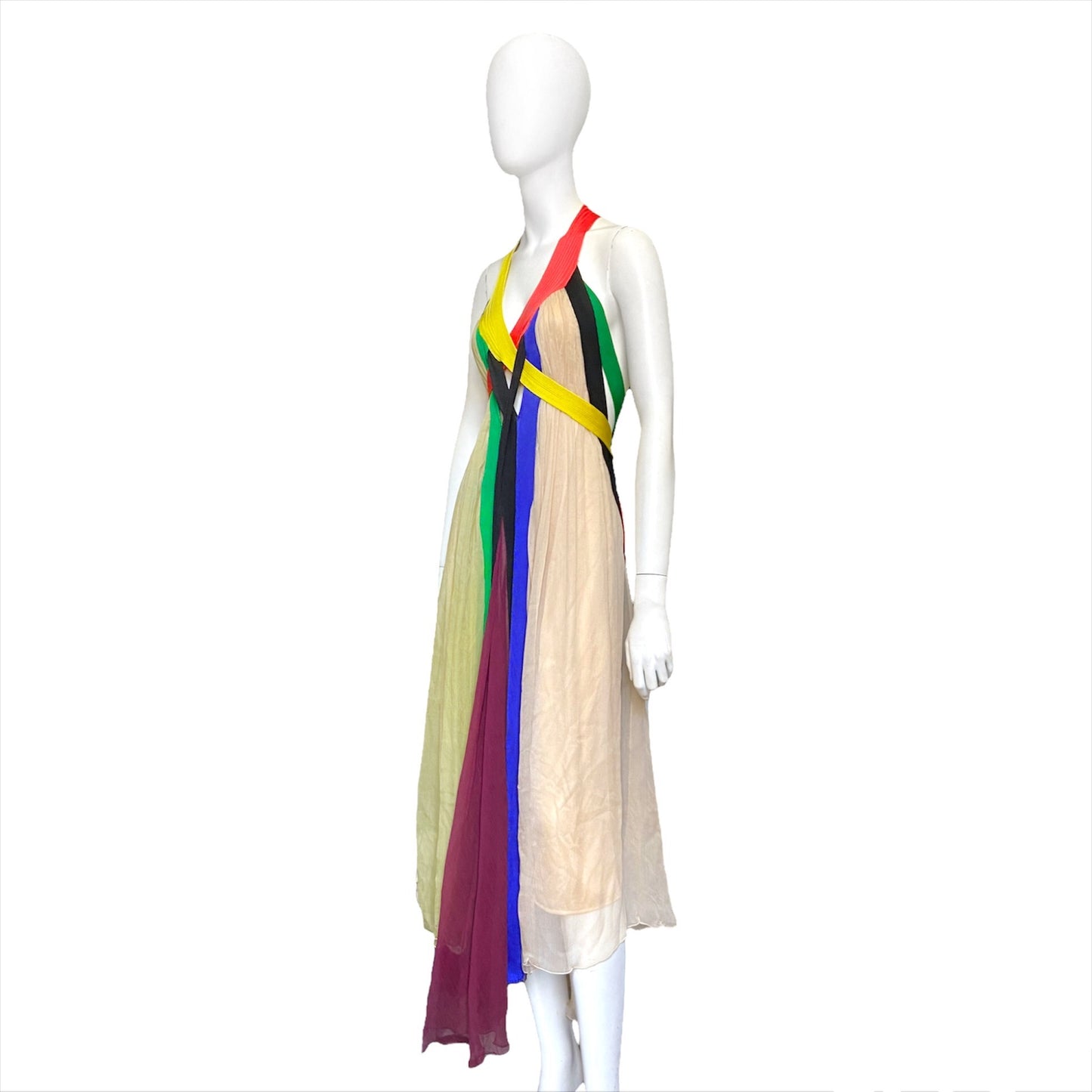 Jean Paul Gaultier Spring 2009 Sex And The City 2 Rainbow Plunging Neckline Cutout Open Back Maxi Dress