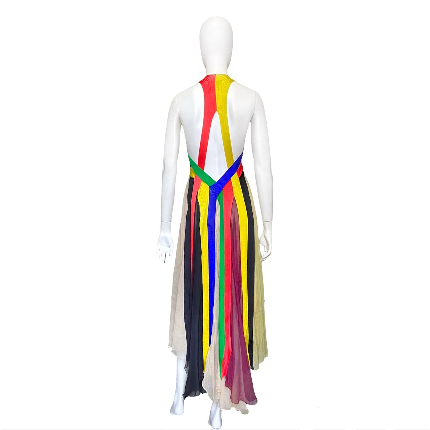 Jean Paul Gaultier Spring 2009 Sex And The City 2 Rainbow Plunging Neckline Cutout Open Back Maxi Dress