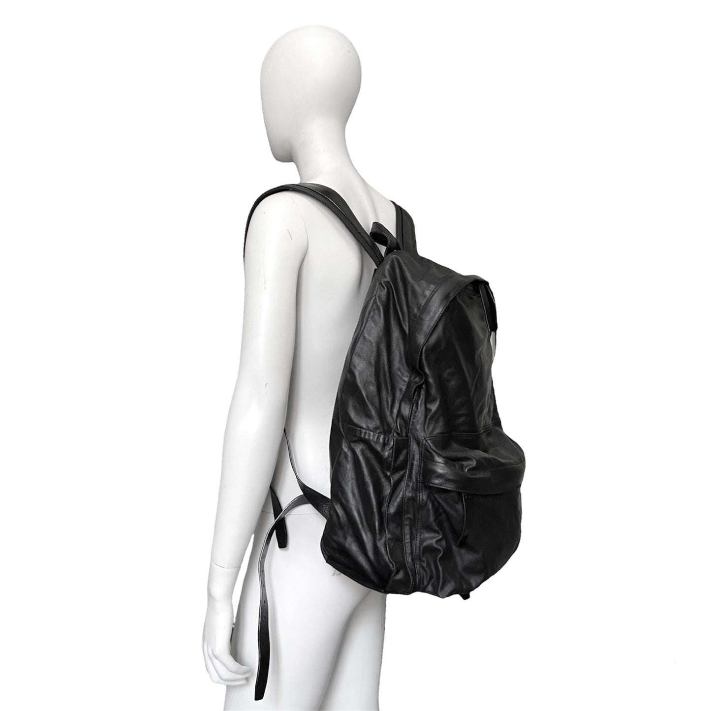 Ann Demeulemeester 2014 spring  black soft leather bondage backpack