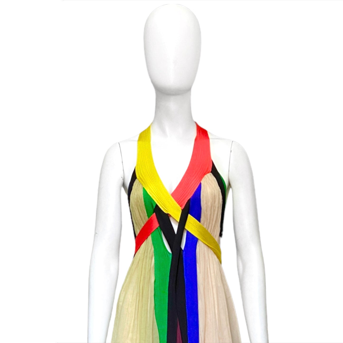 Jean Paul Gaultier Spring 2009 Sex And The City 2 Rainbow Plunging Neckline Cutout Open Back Maxi Dress