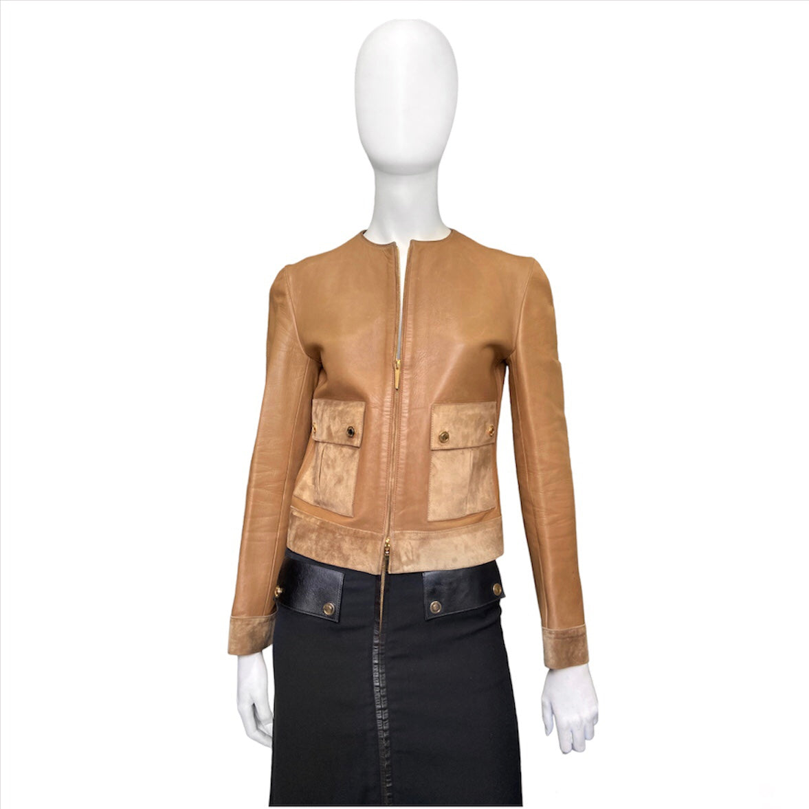 Gucci fall 2001 Tom Ford beige gold zip leather jacket