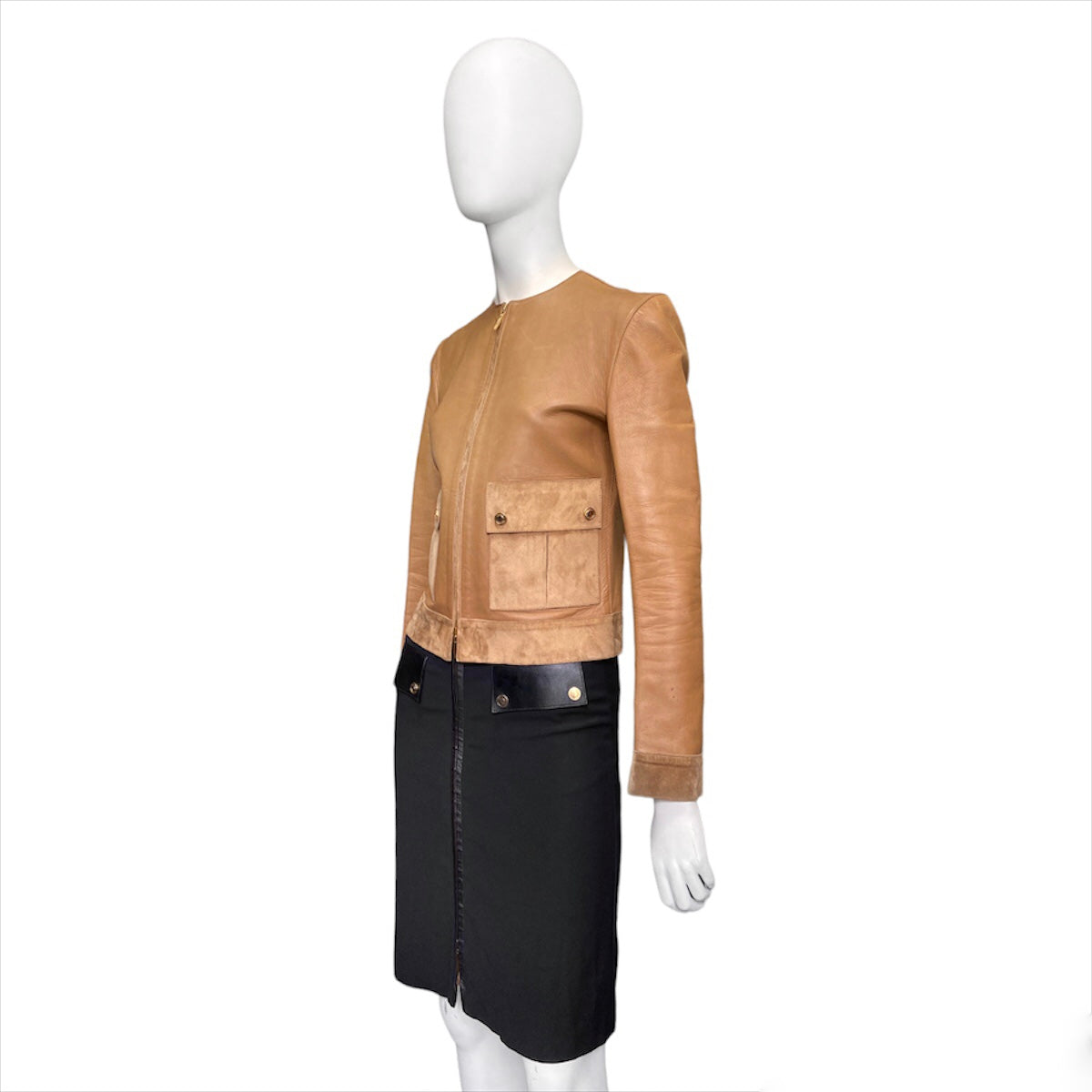 Gucci fall 2001 Tom Ford beige gold zip leather jacket