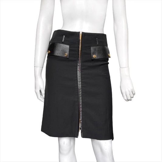 Gucci Fall 2000 Tom Ford black leather wool skirt