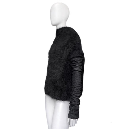 Rick Owens falll 2013 monster alpaca wool hair leather sleeves sweater S