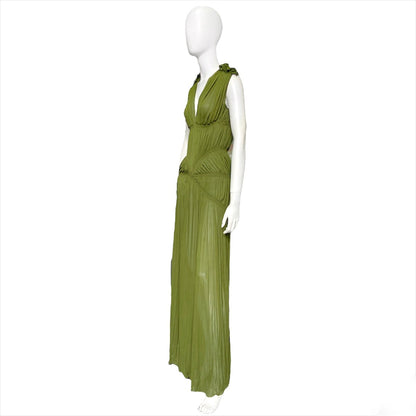 Jean Paul Gaultier spring 2011 green pleated ruffles maxi dress
