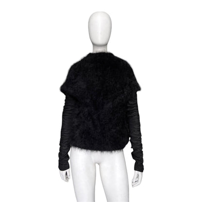 Rick Owens falll 2013 monster alpaca wool hair leather sleeves sweater S