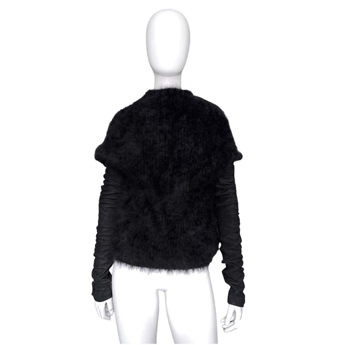 Rick Owens falll 2013 monster alpaca wool hair leather sleeves sweater S