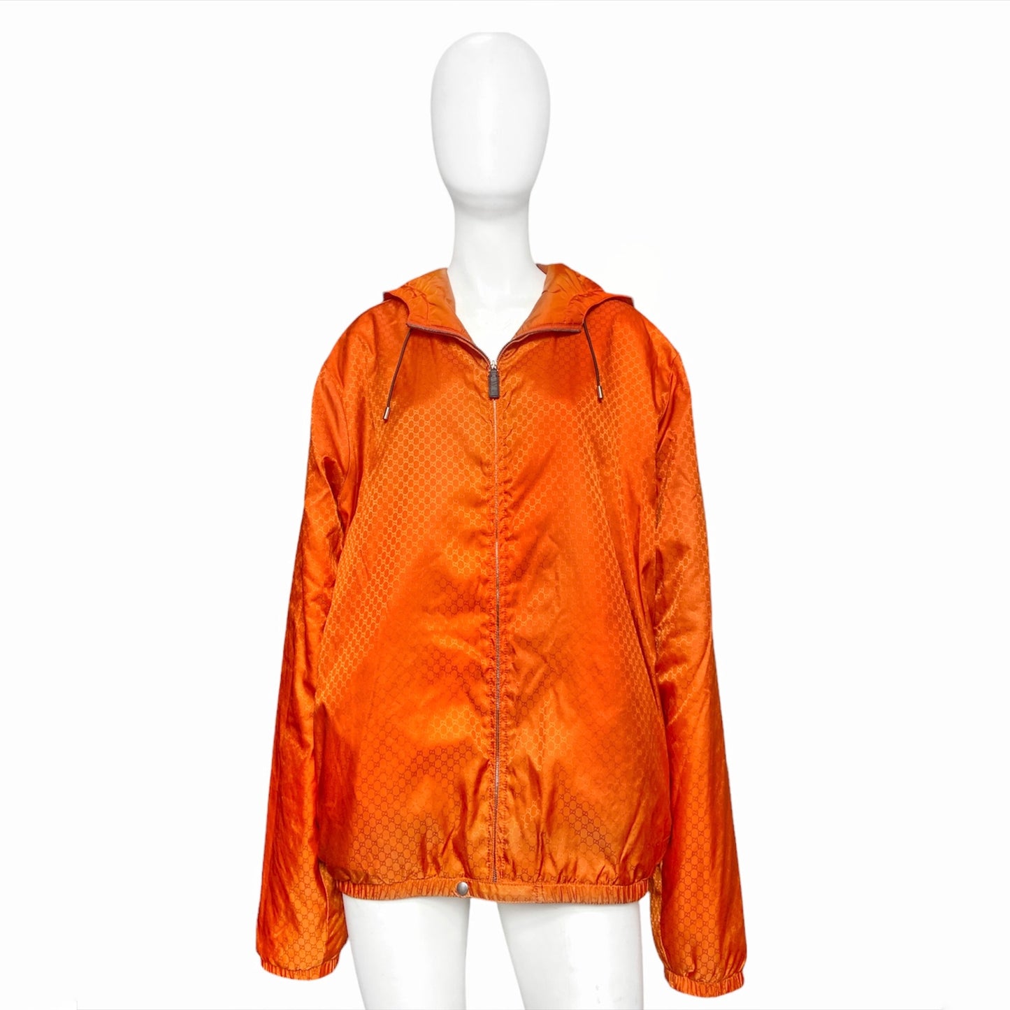 Gucci orange monogram puffer jacket