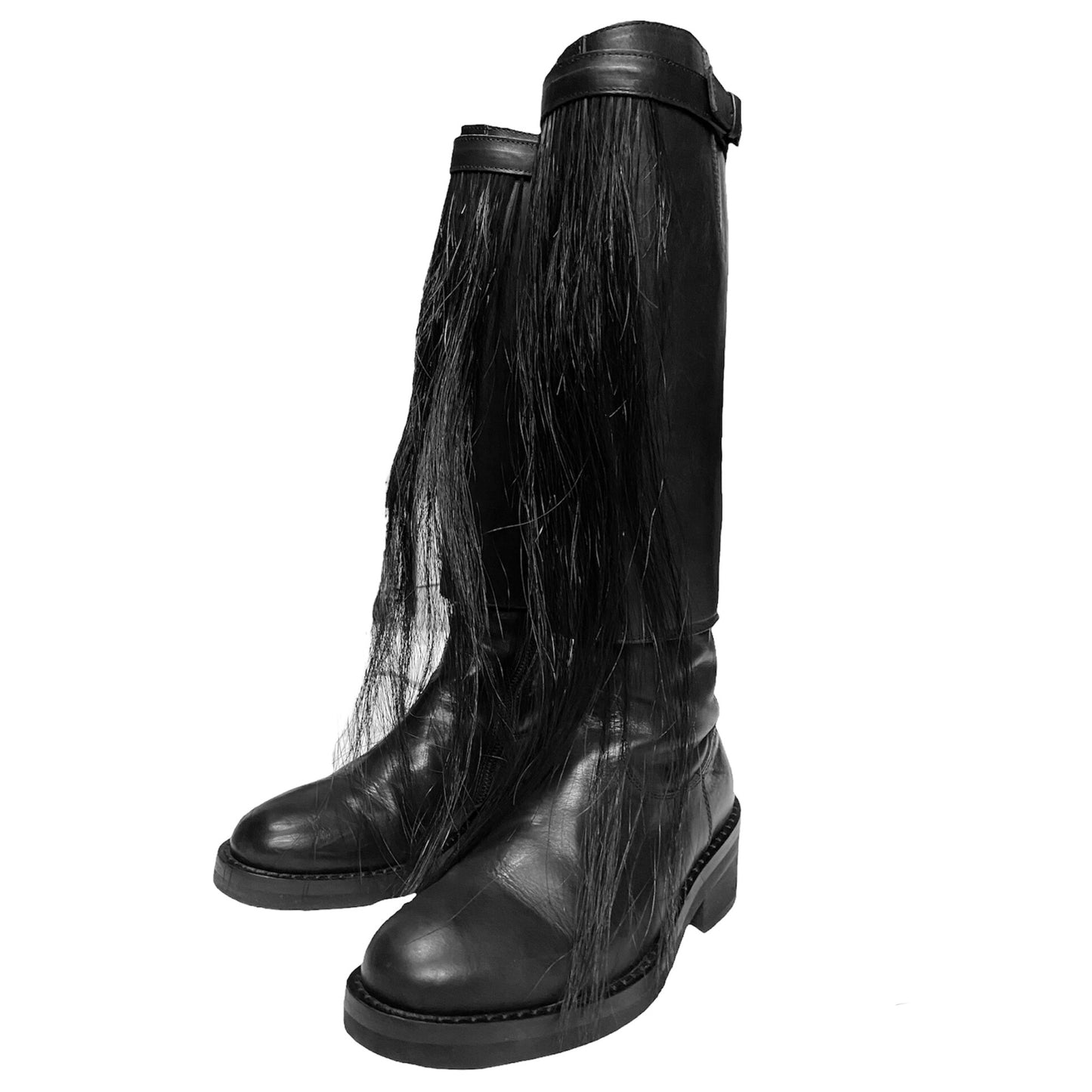 Ann Demeulemeester fall 2011 convertible horse hair belt riding boot