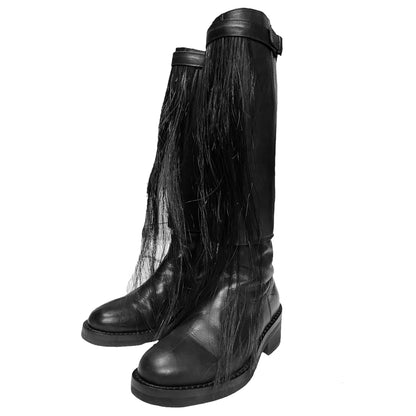 Ann Demeulemeester fall 2011 convertible horse hair belt riding boot