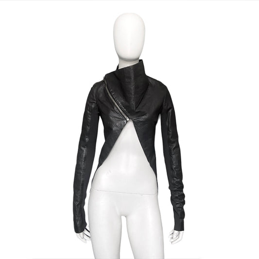 Rick Owens fall 2009 Crust funnel neck crop leather jacket 40