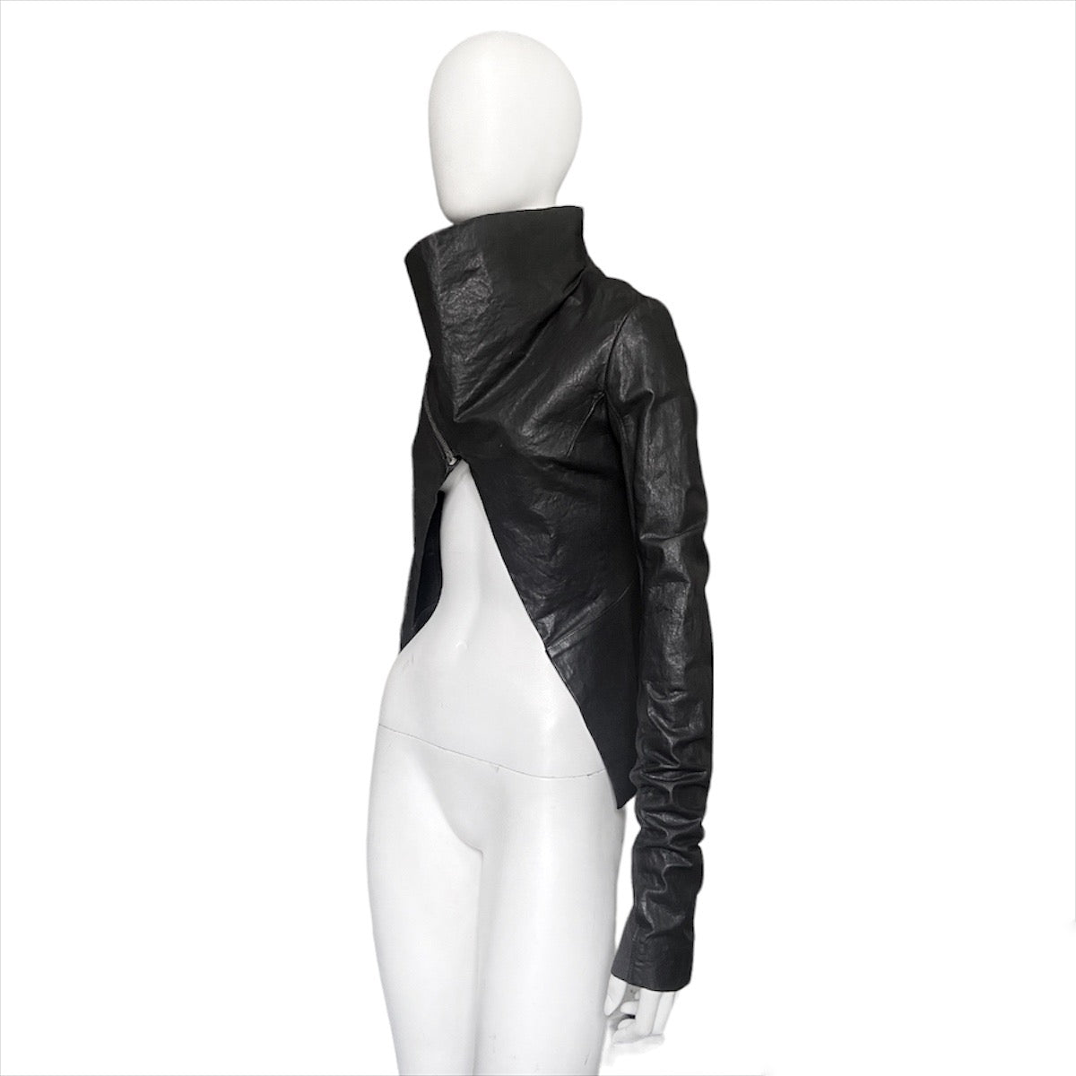 Rick Owens fall 2009 Crust funnel neck crop leather jacket 40