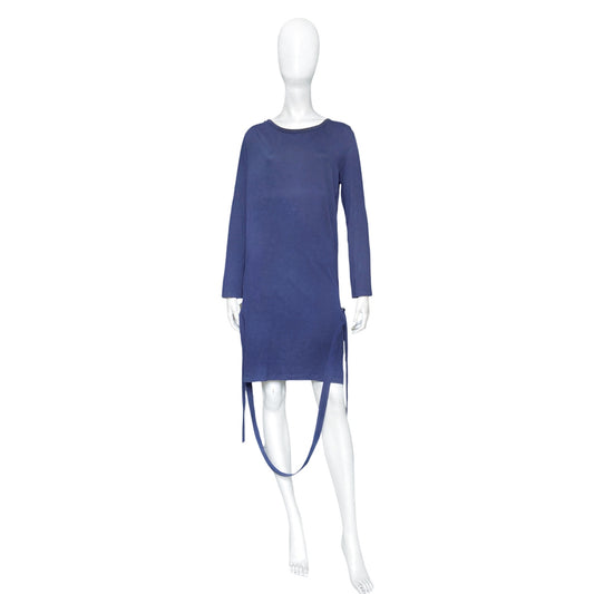 Ann Demeulemeester blue bondage strap long sleeve top dress 38