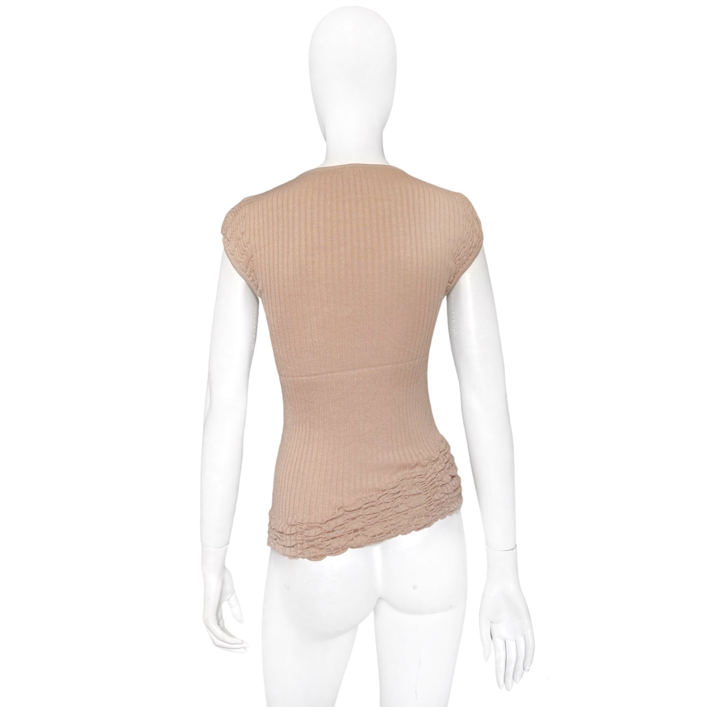 Yves Saint Laurent Rive Gauche Tom Ford beige rib knit stretch top S