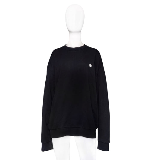 Chanel black uniform logo sweater L
