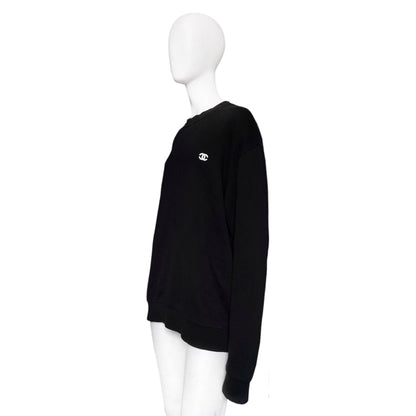 Chanel black uniform logo sweater L