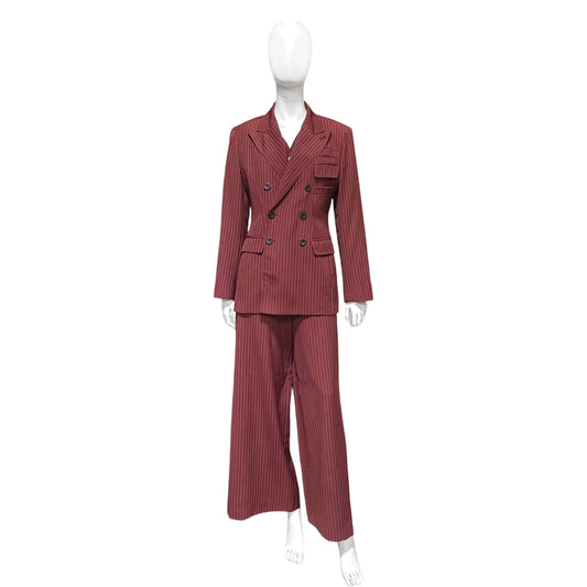 Jean Paul Gaultier Classique 90s Nine pocket Pinstripe Blazer Vest Pants Three Piece Suit 42